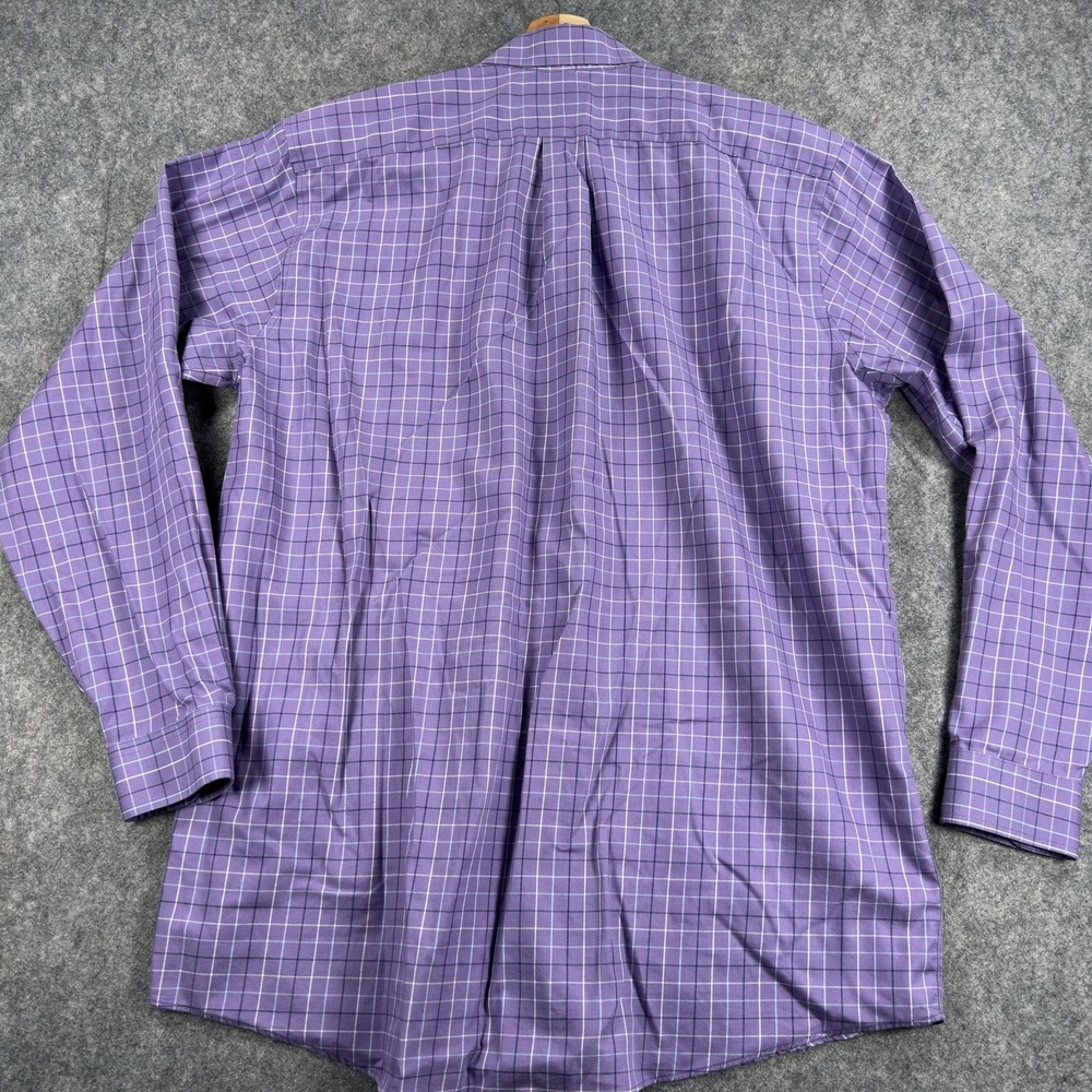 LL‎ Bean Shirt Mens LT Purple Check Long Sleeve Wrinkle Free Traditional Cotton - Picture 11 of 13